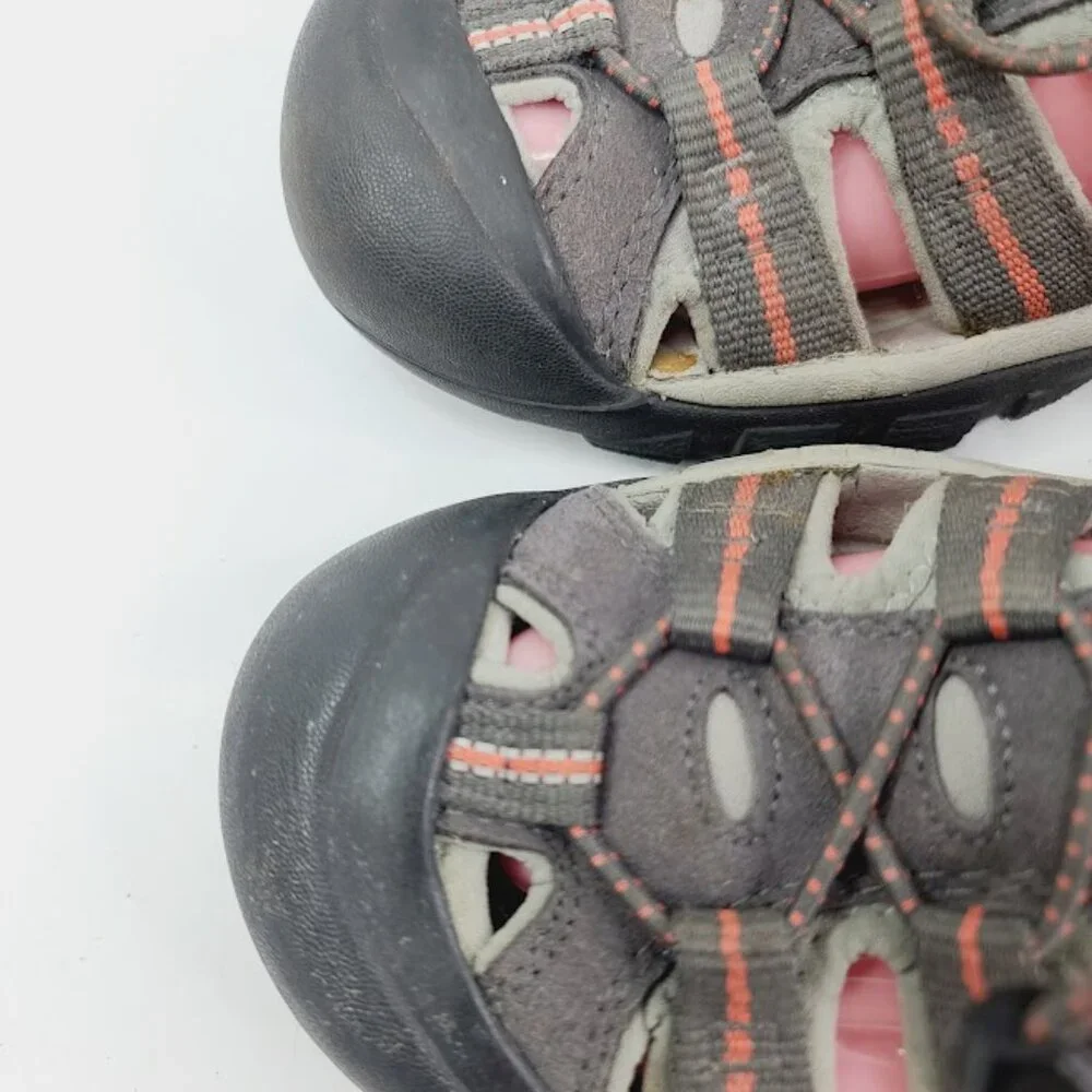 Keen Boy's Gray Hot Coral Newport H2 1010955 Outdoor Trail Trekking Sandal Sz‎ 8